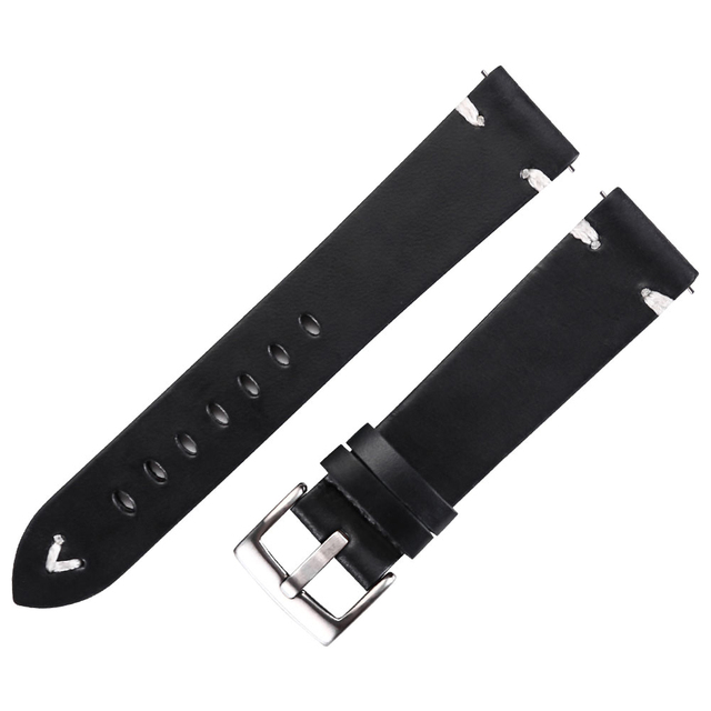 Leather Watchband Strap 18mm 20mm 22mm Quick Release Watch Strap Cowhide Strap Handmade Black Dark Brown Vintage Oil Wax Leather