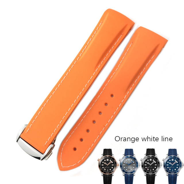 18mm 19mm 20mm 21mm 22mm rubber silicone watches bands for Omega 300 speedmaster strap brand watchband blue black orange