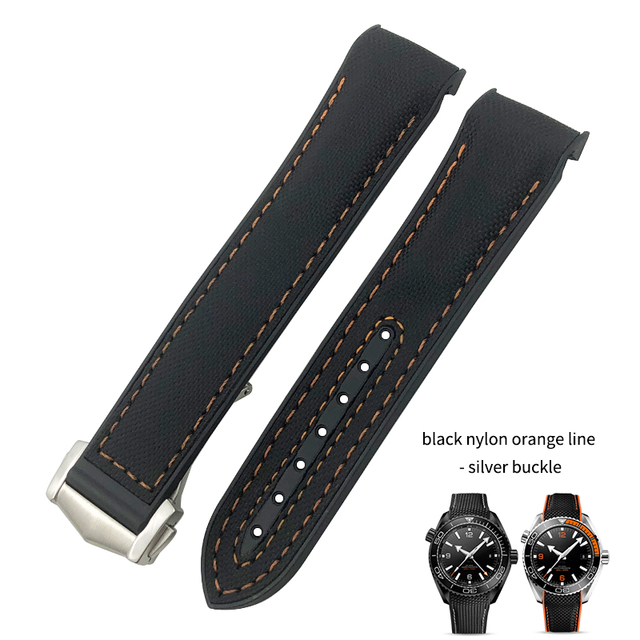 19mm 20mm 21mm 22mm Rubber Leather Watchband Fit For Omega Planet Ocean Seamaster Diver 300 Silicone Nylon Sports Watch Strap