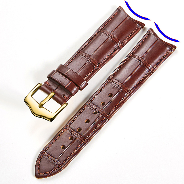 UTHAI F09 Genuine Leather Watchband Curved Interface Bamboo Style Buckle Business 19mm 20mm 21mm 22mm 24mm Retro Watch Strap