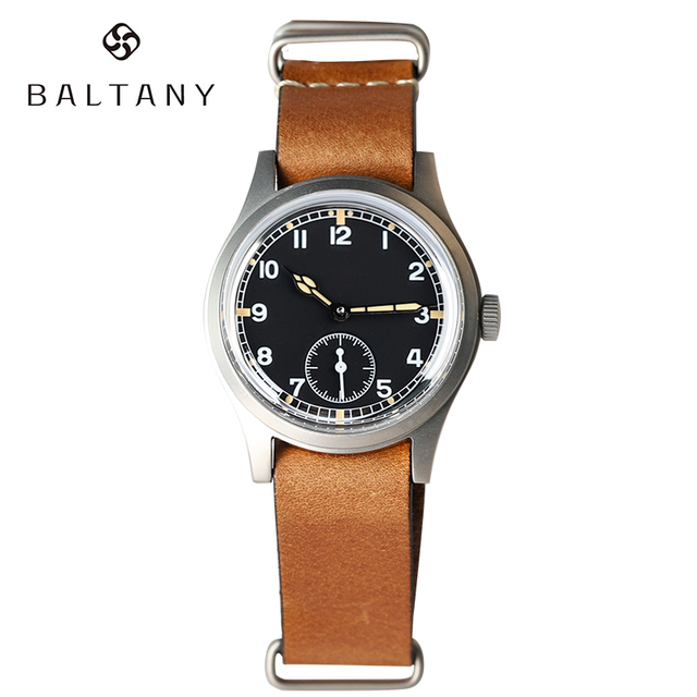 Baltany Dirty Dozen Watch Men 36mm Bubble Sapphire Sea Gull ST1701 Swiss Lumi Automatic Mechanical Vintage Military Wristwatches