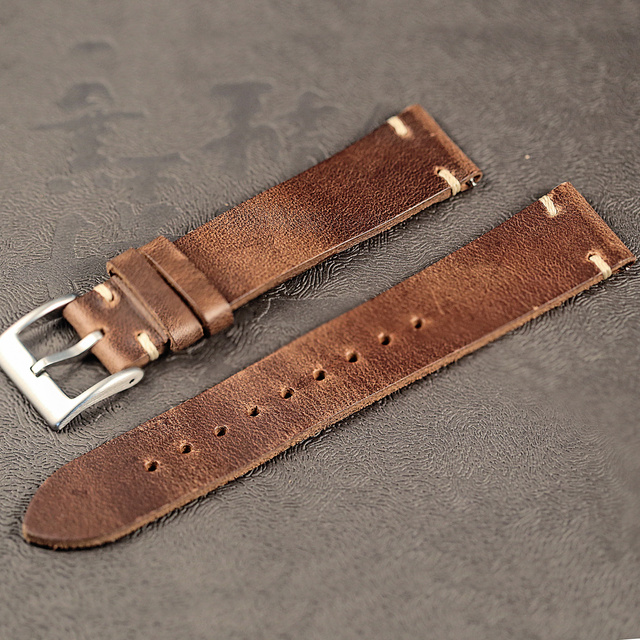 Horween US Chromexcel Black Leather Watch Strap Soft Wrap Handmade Leather Straps 18mm 20mm 22mm