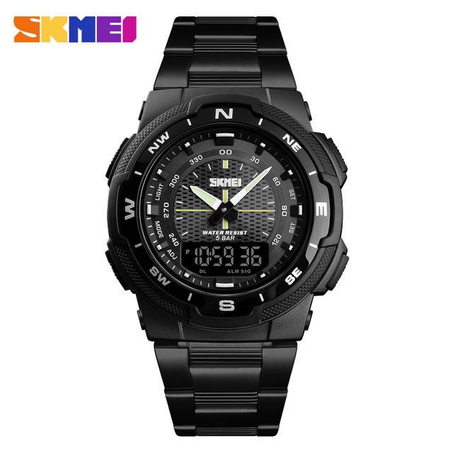 SKMEI-Men's Sport Watch, Men's Wrist Watch, 50m Water Resistant, Digital, Quartz, Dual Time, Military, Climbing & Swimming
