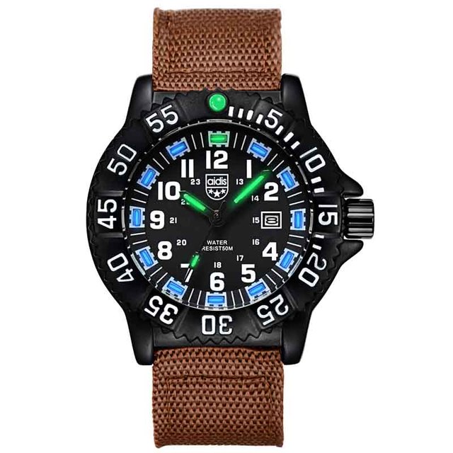 Addie Men's Watches Military Leisure Sports Outdoor Luminous Watch Multifunction NATO Nylon Waterproof Quartz Watch for Men