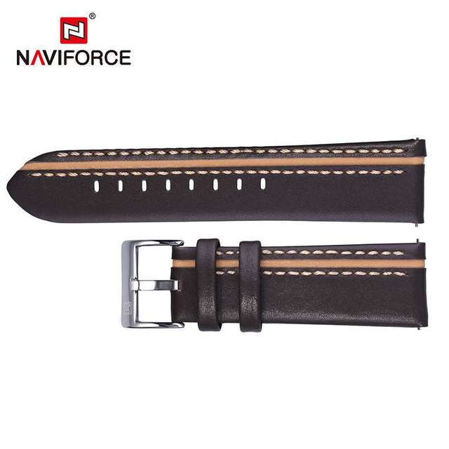 NAVIFORCE Genuine Leather Luxury Watches High Quality Men's 24mm Watch Wrist Strap Brown Black Red Blue Strap Casual Bracelet