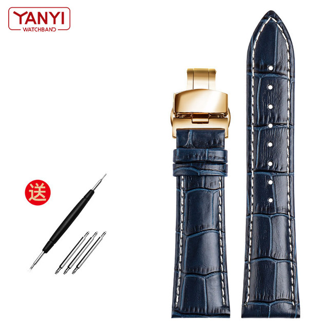 Top Layer Cowhide Genuine Leather Bracelet 19 21mm 22mm Dark Blue Watch Strap for Longines L29094920 Watches Wrist Band