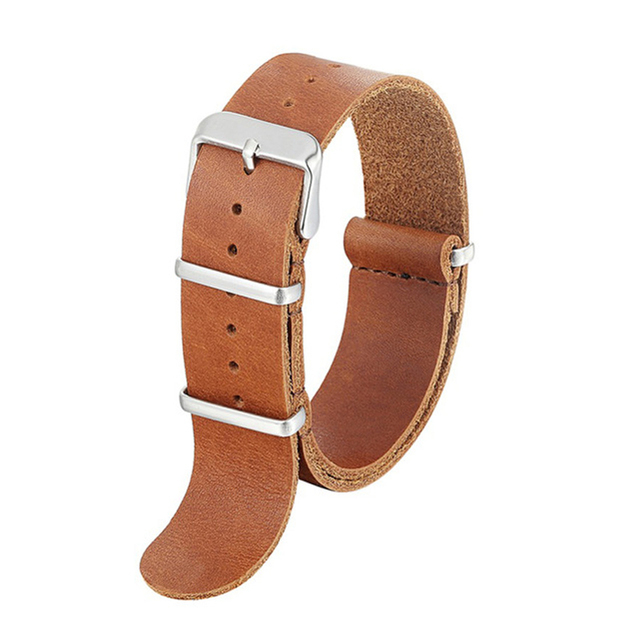 NATO Strap 18mm 20mm 22mm 24mm High Quality Leather Gunuine NATO Zulu Strap Army Watchband Wristwatch Strap With Three Buckle