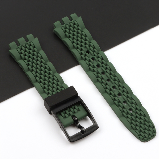 20mm silicone strap female pin buckle watch accessories for swatch SUSB400 SUSW402 men's sports waterproof bracelet watch band