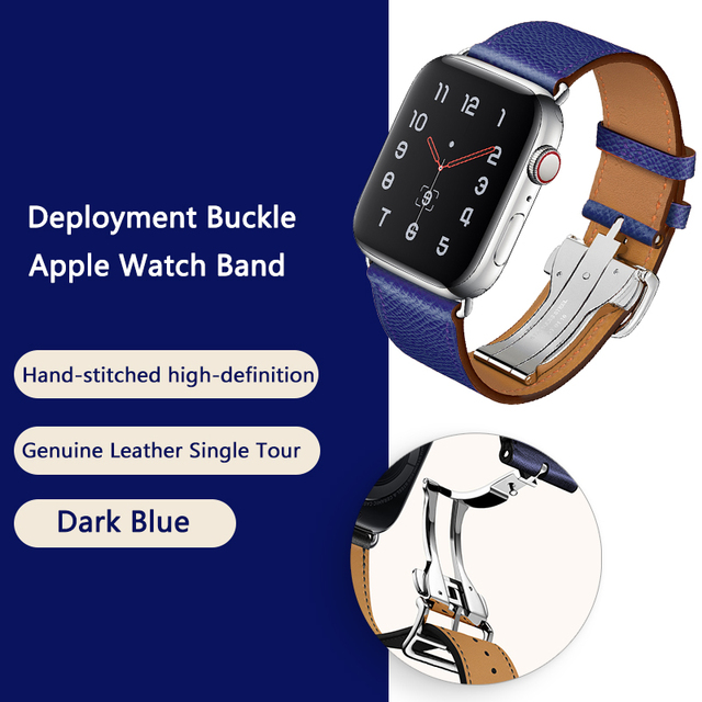 High Quality Genuine Leather Single Turn Buckle Strap for iwatch Apple Watch7 6 Se 5 4 3 2 1