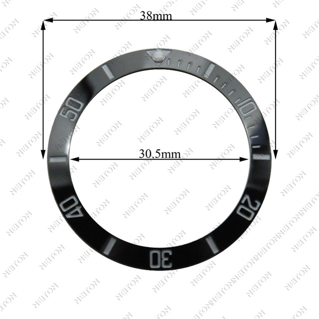 NEITON 38mm Ceramic Bezel GMT & Diving Watch Insert for 40mm Men's Watch Watches Replacement Watch Accessories Simple Dial Watch Bezel Ins