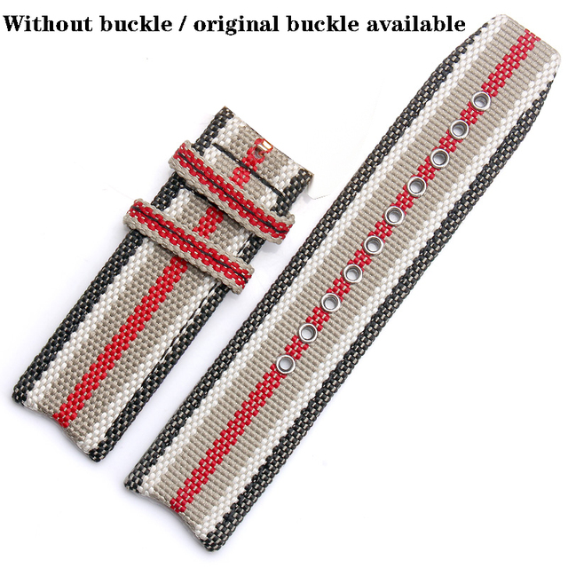 For BU7600 BU7680 Nylon Fabric Watch Band Quartz Men's Watch Band Accessories With Butterfly Buckle Burber-ry Arc Bracelet