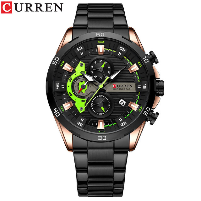 CURREN Men Fashion Waterproof Sport Quartz Chronograph Wristwatch Luxury Stainless Steel Watch With Luminous Relogio Masculino