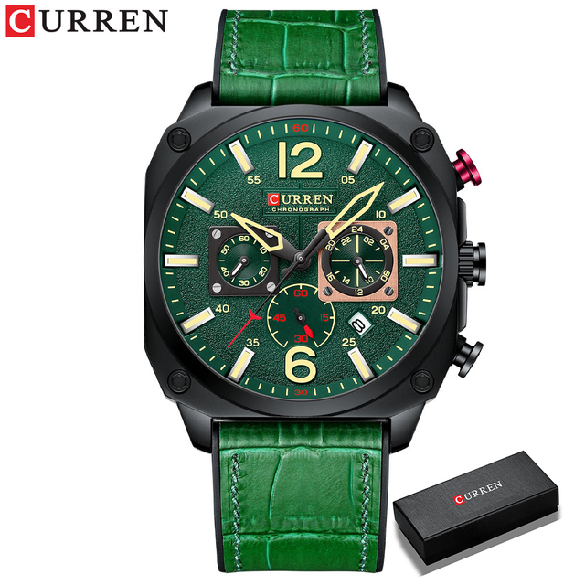 CURREN New 8398 Men's Watch Fashion Waterproof Male Multifunction Chronograph Leather Watch Six Needle Calendar Quartz Watches