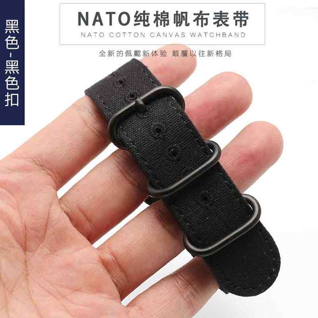 High Duty Quality Watchband 20mm 22mm 24mm 26mm Black Army Green Zulu NATO Nylon Canvas Canvas Watch Strap Black Silver Buckle