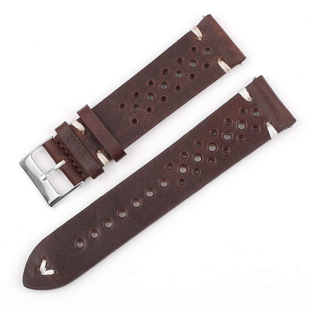 Onthelevel Leather Watch Strap 18mm 20mm 22mm 24mm Durable Coffee Brown Color Watch Band Quick Release Watch Straps Replacement