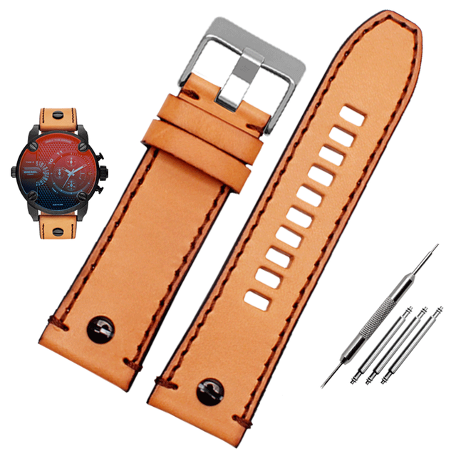 Genuine Leather Watchband for Diesel Watch Strap DZ4476/4482 DZ7408 7406 4318 Strap 22 24 26 28mm Big Size Men Wrist Watch Band