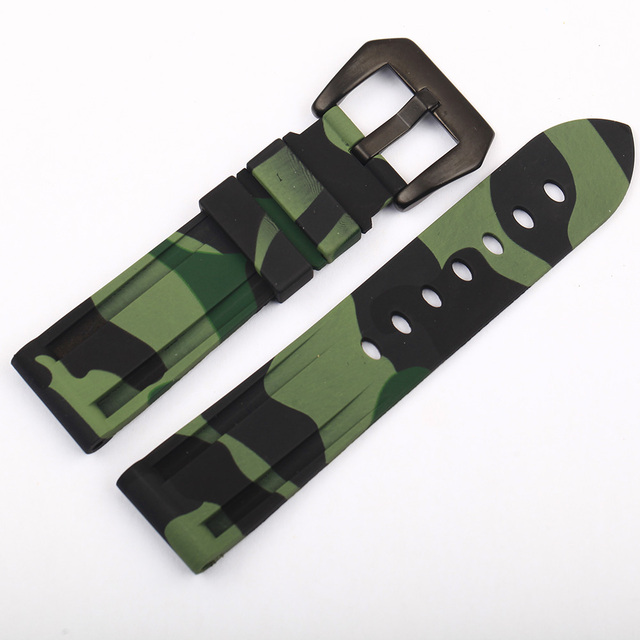 Universal 22mm 24mm 26mm Camouflage Colorful Rubber Watch Band for Men Watch Strap for Samsung Gear S3 Classic Panerai