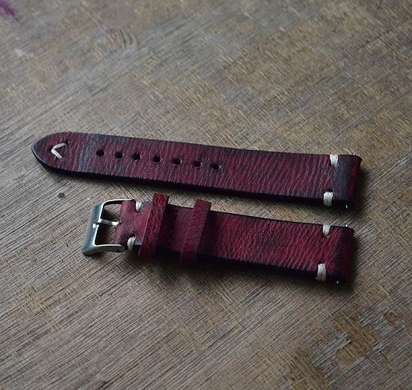 Handmade antique leather watch strap, 20mm 22mm 24mm watch strap, distressed look, stainless steel, polished buckle