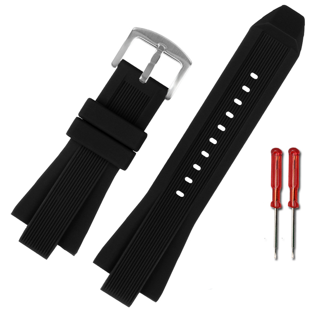 Rubber Watch Strap for MK MK8184 MK8152 MK9020 MK8730 MK8761 8295 8296 Convex Silicone Watch Band Men's Watch Band 29*13mm Black Blue