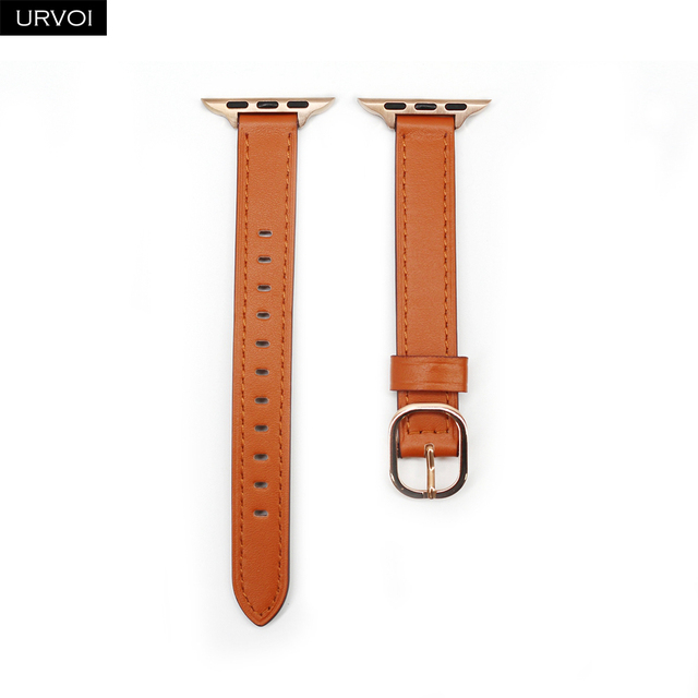 URVOI Band for Apple Watch Series 7 6 SE 5 4 321 Genuine Leather Strap for iWatch Slim Wristwatches Modern Design 14mm Width Girl Strap