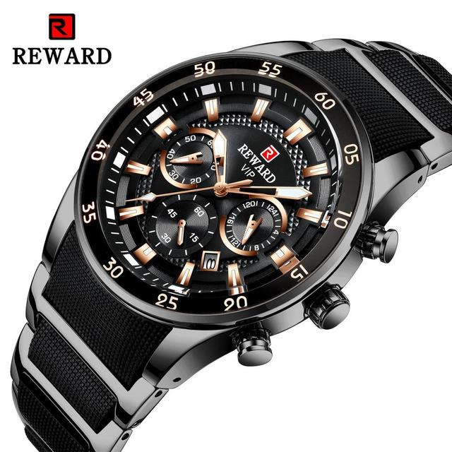 BONUS - Men's Watch, Chronograph, Silicone, Steel, Quartz, Water Resistant, Male