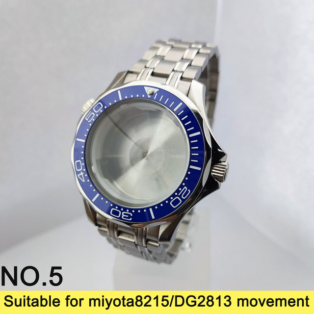 41mm Silver Watch Case Stainless Steel Case Men Watches Watchband Watchband Watchband for Miyota Movement 8215/DG2813