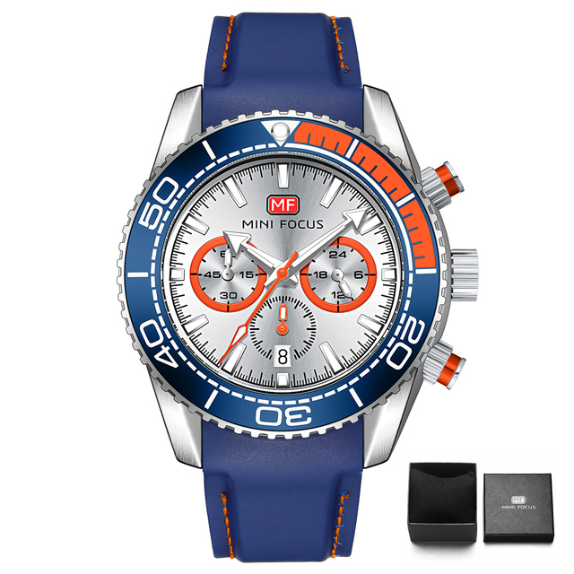 Fashion Men's Watches Multifunction Water Resistant Sport Wristwatches Luxury Quartz Luxury Brand Black Silicone Strap