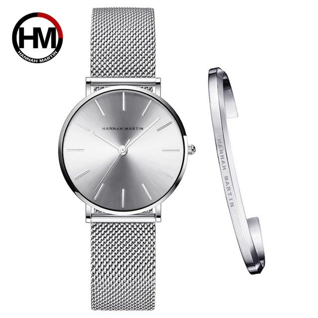 Women Watch 1 Set Bracelet Japan Quartz Simple Movement Waterproof Rose Gold Stainless Steel Mesh Ladies Watch relogio feminino