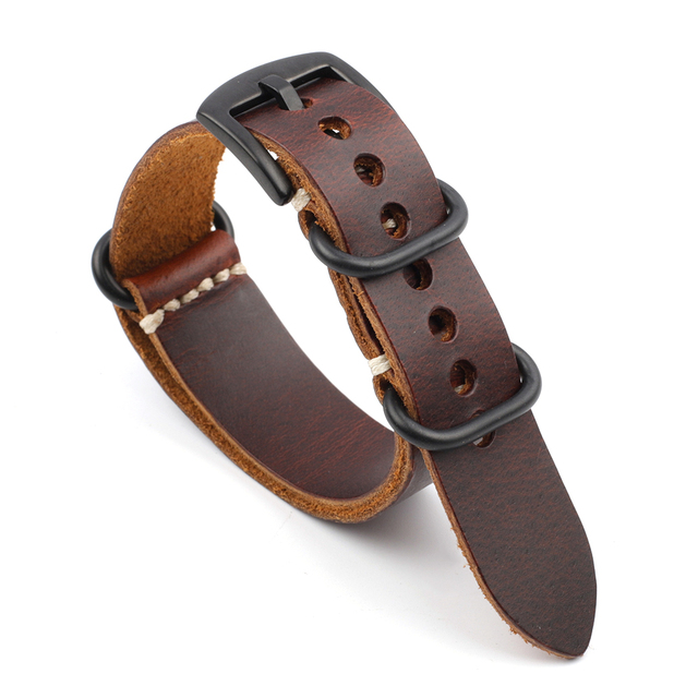 Genuine Leather NATO Strap Antique Watch Band 20mm 22mm 24mm Handmade Zulu Strap for Watch Replacement Accessories