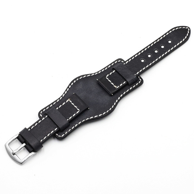 22mm 24mm Genuine Leather Watch Strap Wristwatch Band With Mat Wrist Protection Handmade Vintage Cuff Watches Bracelet