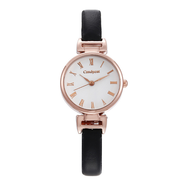 Casual and versatile little fresh Roman lady quartz watch leisure small leather fine strap student watch