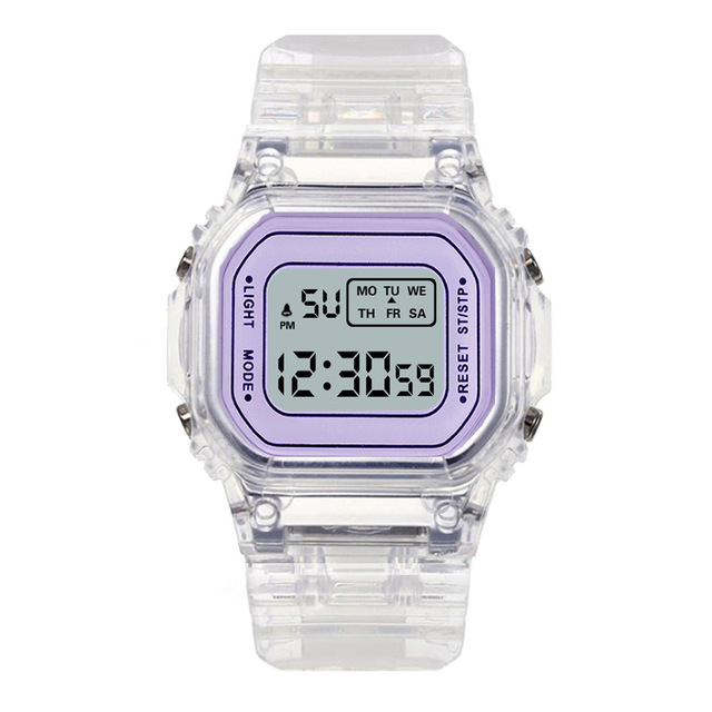 Adjustable Digital Wristwatches for Men Girls Child Trendy BeautyDaily Sports LED Square Waterproof Durable Transparent Watches