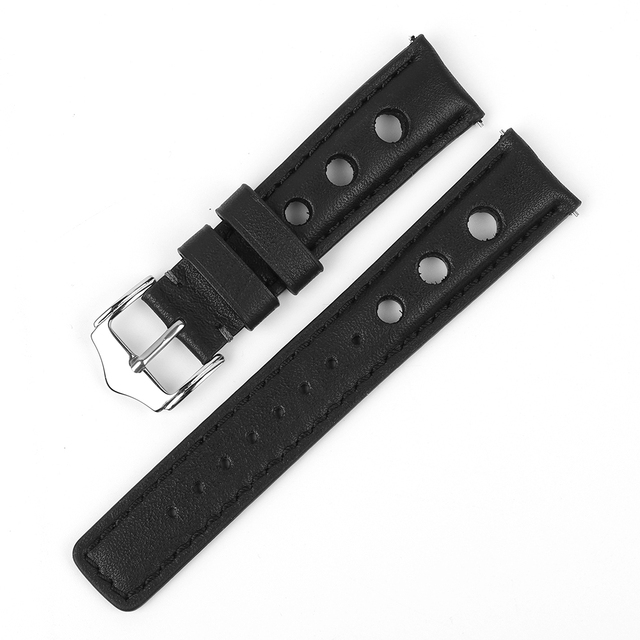 Leather Watchband Lychee Style Watch Strap 18mm 20mm 22mm 24mm Metal Buckle Lock Replacement Women Men Watch Band