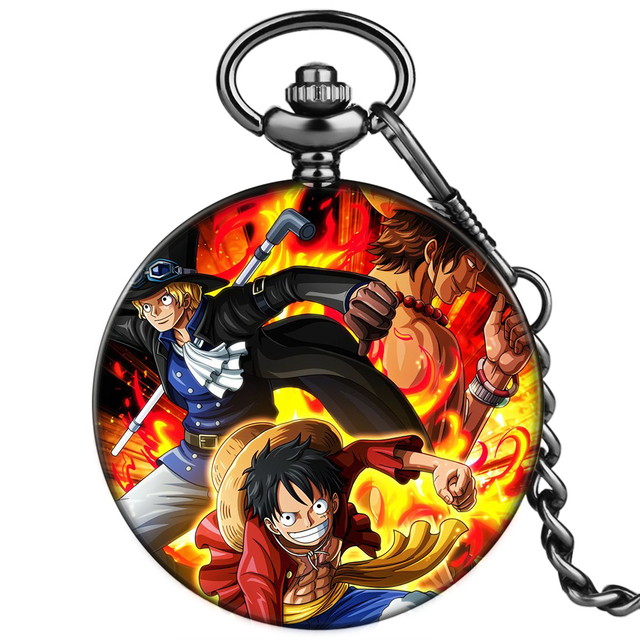 Cartoon Character Pattern Custom Men Fashion Pocket Watch With Neutral Thick Chain High-end Unisex Quartz Watches Birthday Gift