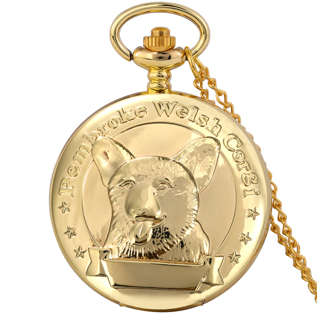 2022 New Men Women Advanced Sense Gold Fashion Chain Pocket Watch Cat Dog Chain Pug Pattern Quartz Movement Watches