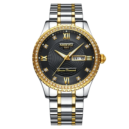 NIBOSI - Women's watches, quartz, water resistant, gold, stainless steel, date, feminine