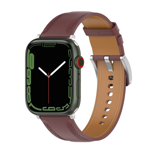 Business Real Leather Loop Bracelet Strap Band for Apple Watch SE 7654 42mm 38mm 44mm 40mm Strap on Smart iWatch 7 Watchband 45mm