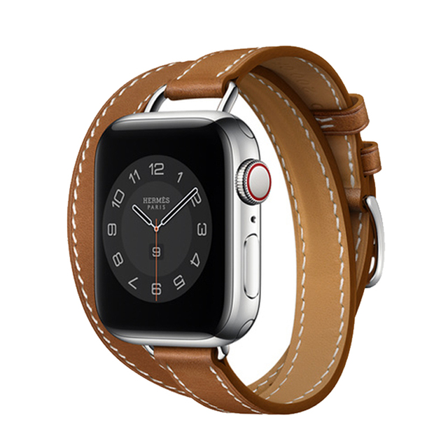 Leather Strap for Apple Watch 6 5 4 SE Band 44mm 40mm Double Ring Replacement Bracelet Strap for iwatch Series 3 2 1 42mm 38mm