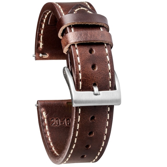 High Quality Horween Genuine Leather Straps Brown Soft Wrap Handmade Horse Leather Watch Strap 18mm 20mm 22mm