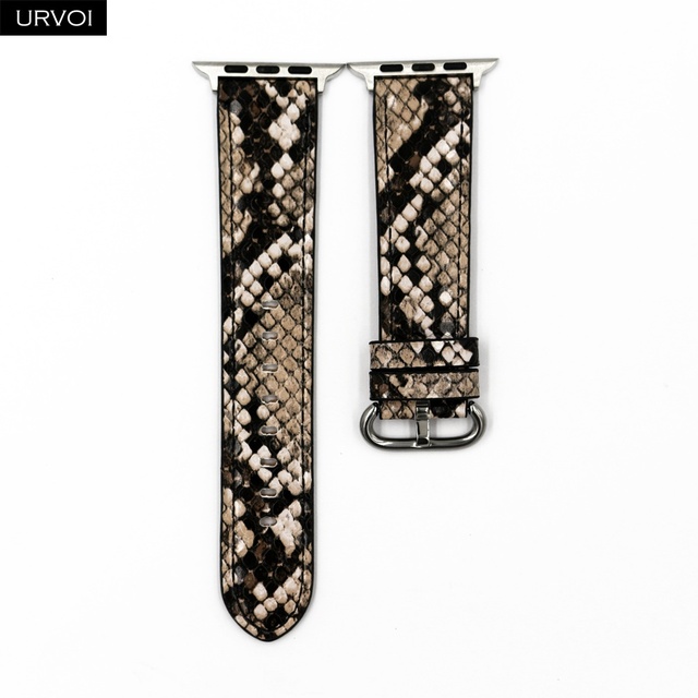 URVOI Leather Strap for Apple Watch Series 7 6 SE 5 4 3 2 1 Strap for iwatch band 41 45mm Microfiber with Python Modern Design