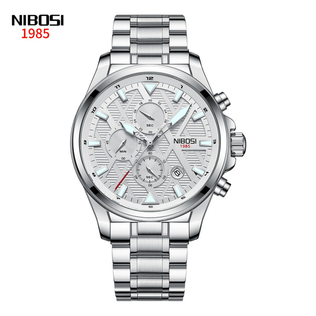 NIBOSI Mens Watches Top Brand Sports Waterproof Stainless Steel Blue Quartz Watch Men Military Wristwatch Relogio Masculino