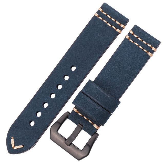 Handmade Watch Band Genuine Leather Watchband 20mm 22mm 24mm Brown Blue Yellow Women Men Cowhide Leather Strap Bracelet Accessories