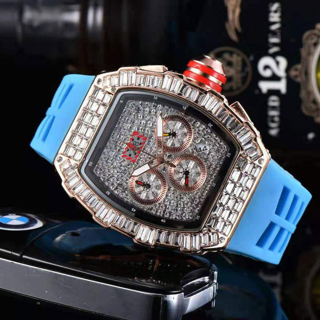 Fashion Brand RM Diamond Casual Women Watch Sport Gel Silicone Chronograph Woman Man Couples Steel Calendar Quartz Watches