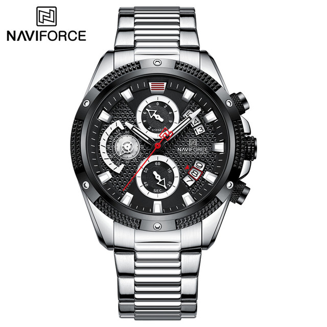 NAVIFORCE Men's Sport Watch Wristwatch Luxury Brand Military Chronograph Stainless Steel Male Quartz Watch Gift 8021