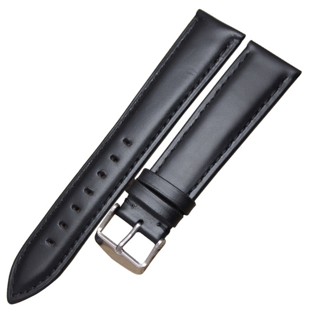 Cowhide Watch Band Bracelet 18 19 20 21 22 24mm Brown Black Women Men Soft Strap with Silver Pin Golden Buckle Watchband