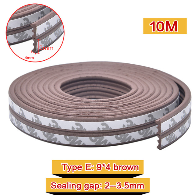 10M DIEP Door Type Weather Strip Self Adhesive Rubber Tape Foam Tape Window Dustproof Soundproof Insulation Tape