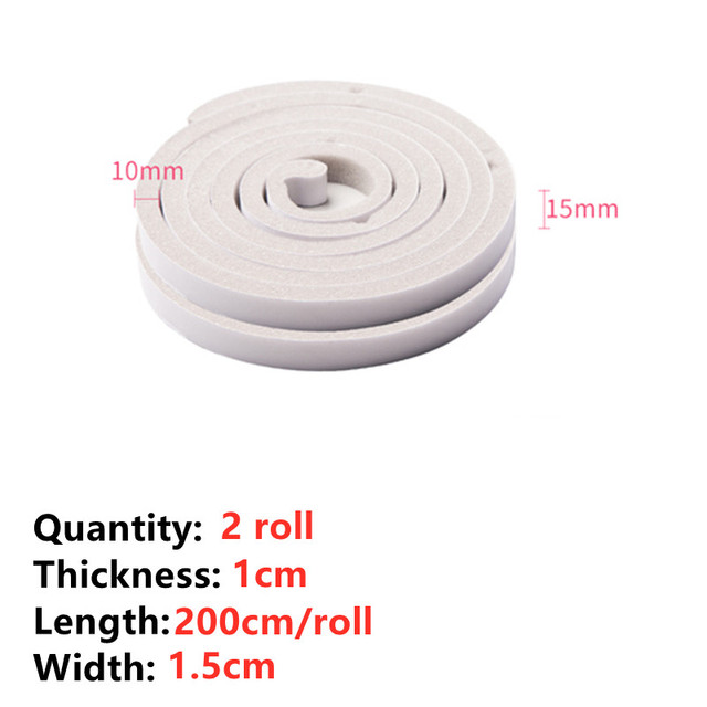 2 Rolls Door Window Strips Sound Insulation Protective Window Door Foam Back Noise Insulation Tape Excluded Dust Sealant