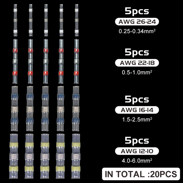 10-50pcs Insulator Welding Wire Connectors - Heat Shrink Welding Butt Connectors - Welding Connecting Kit - Marine Auto Insulated