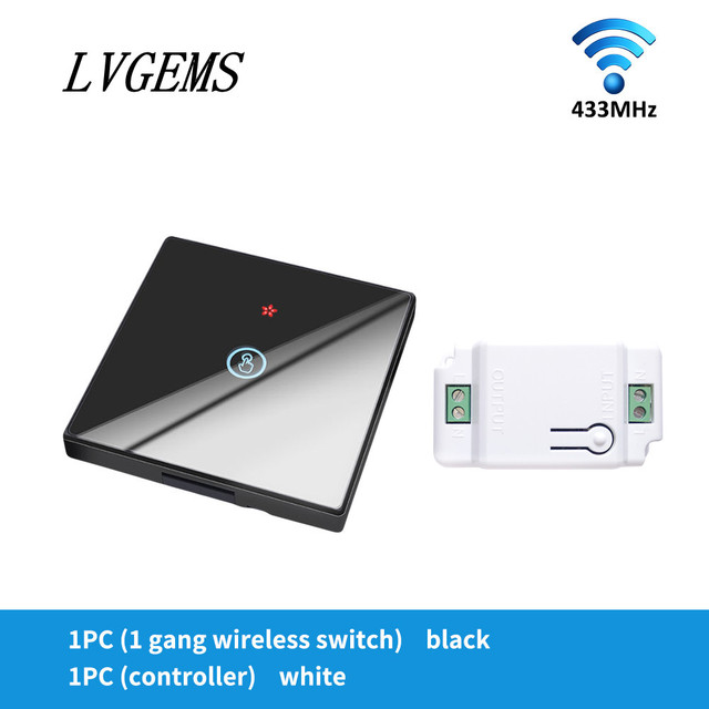 Wireless Switch with Touch Glass Panel, 1/2/3 Button, RF433Mhz, Smart Home Improvement, Wireless Remote Control, Controller, 90-240V