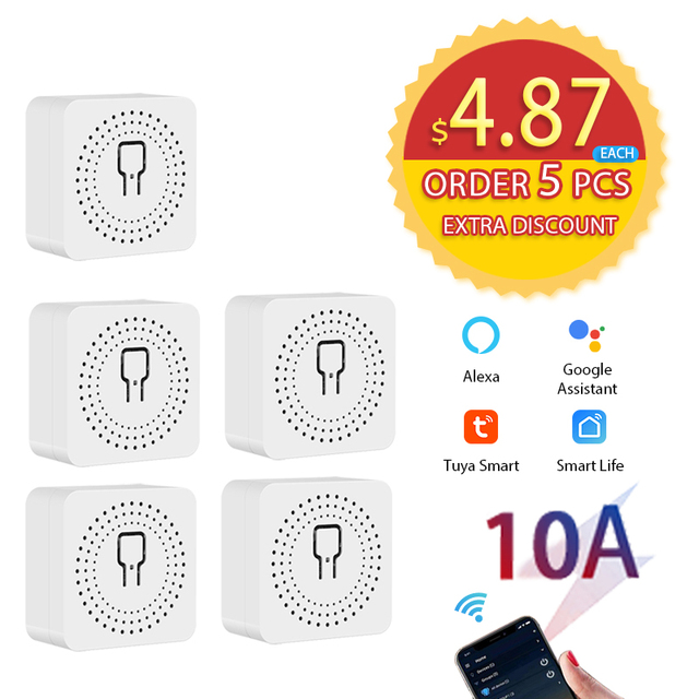 Avoir 1-5pcs Smart Life Circuit Breaker Tuya Switch Wifi Smart Home Socket Wireless Sensor Switch Mini Wifi Console 16A